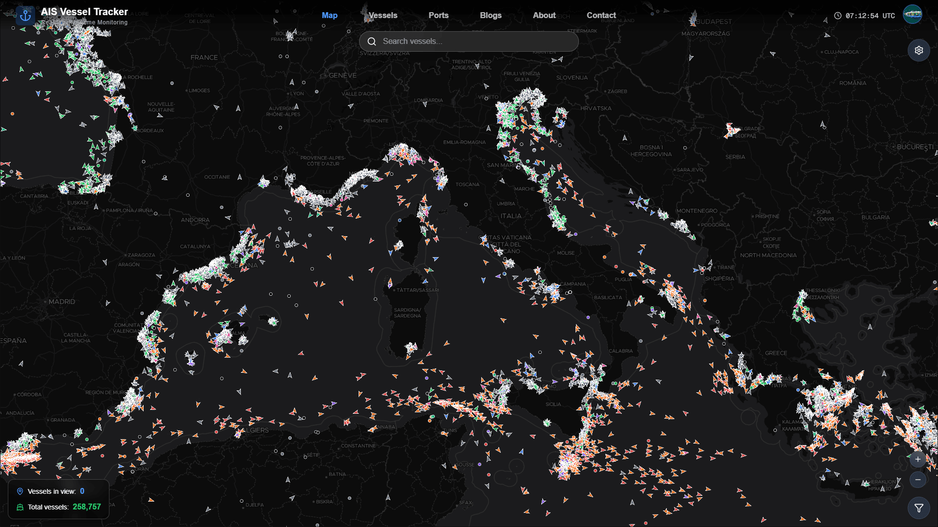 AIS Vessel Tracker Website Screenshot