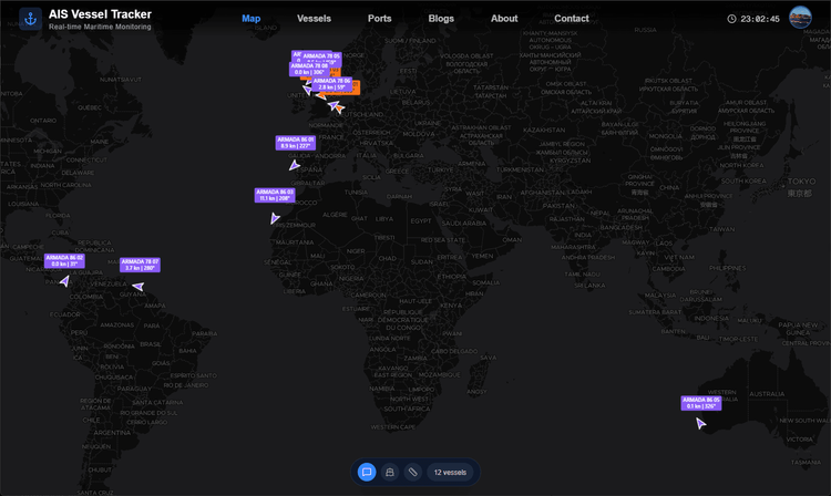 Ocean Infinity's Armada Fleet in Voyage Radar Map